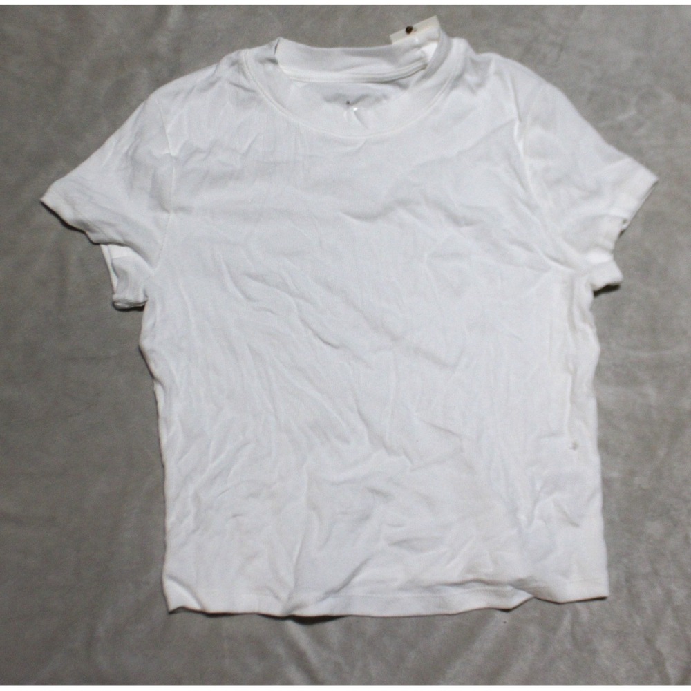 A New Day Women's Short Sleeve Slim Fit Ribbed T-Shirt white Size L